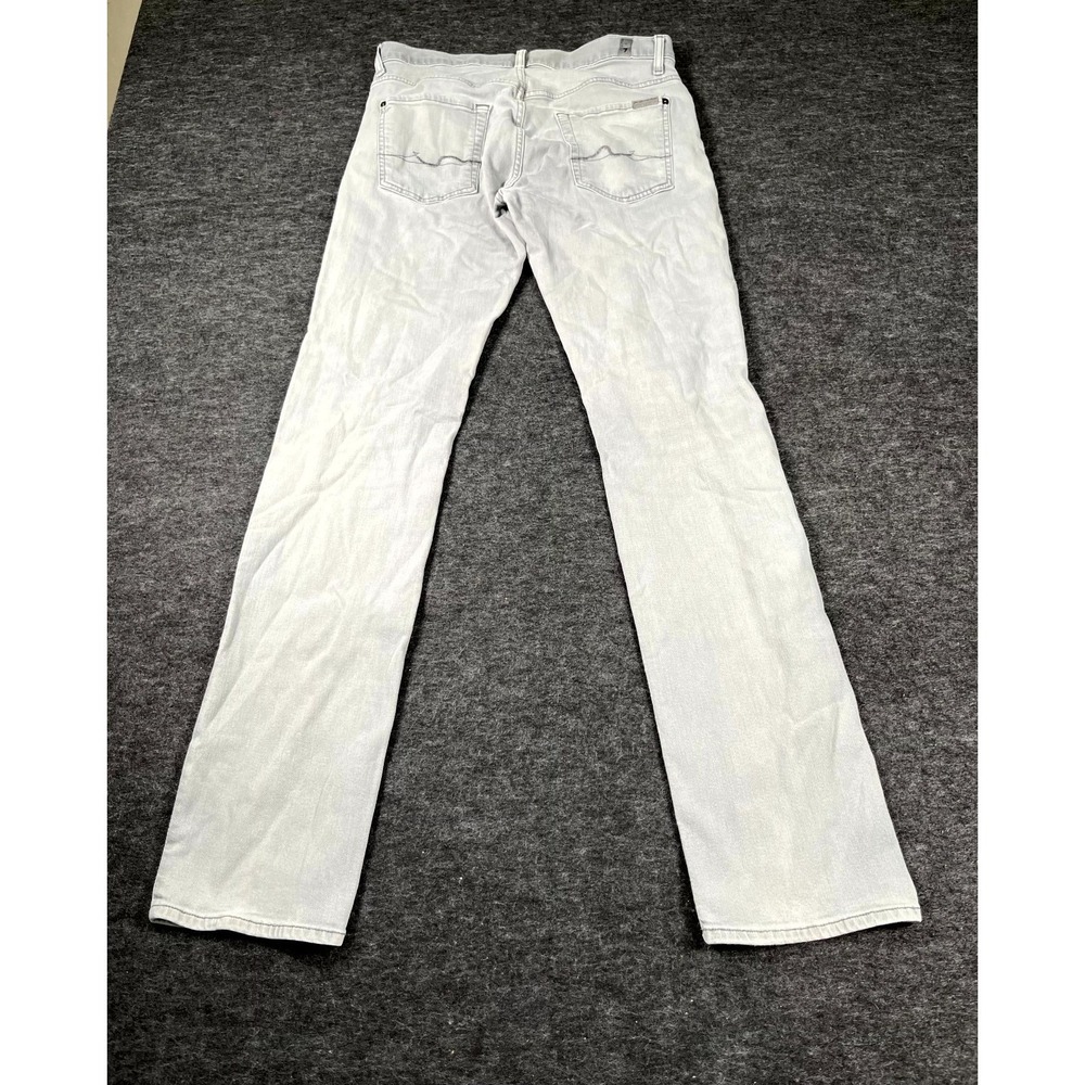 7 For All Mankind Slimmy Jeans Mens 32 Gray Denim Cotton Stretch Straight Leg - Picture 11 of 12
